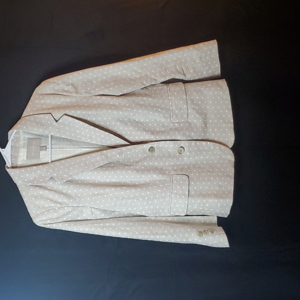 BR Light Beige Polka Dot Linen Blazer